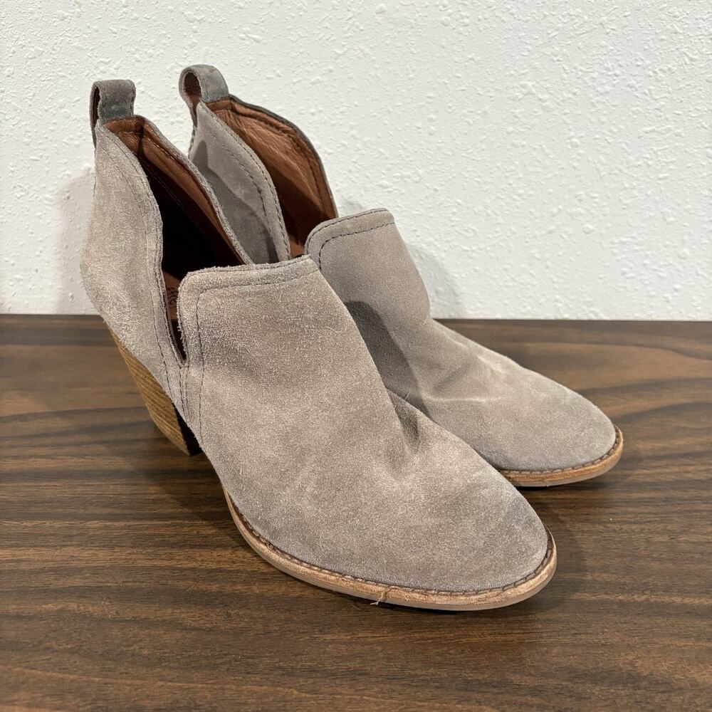Jeffrey Campbell Rosalee Taupe Suede Leather Bootie Sz 9 Block Heel Boot